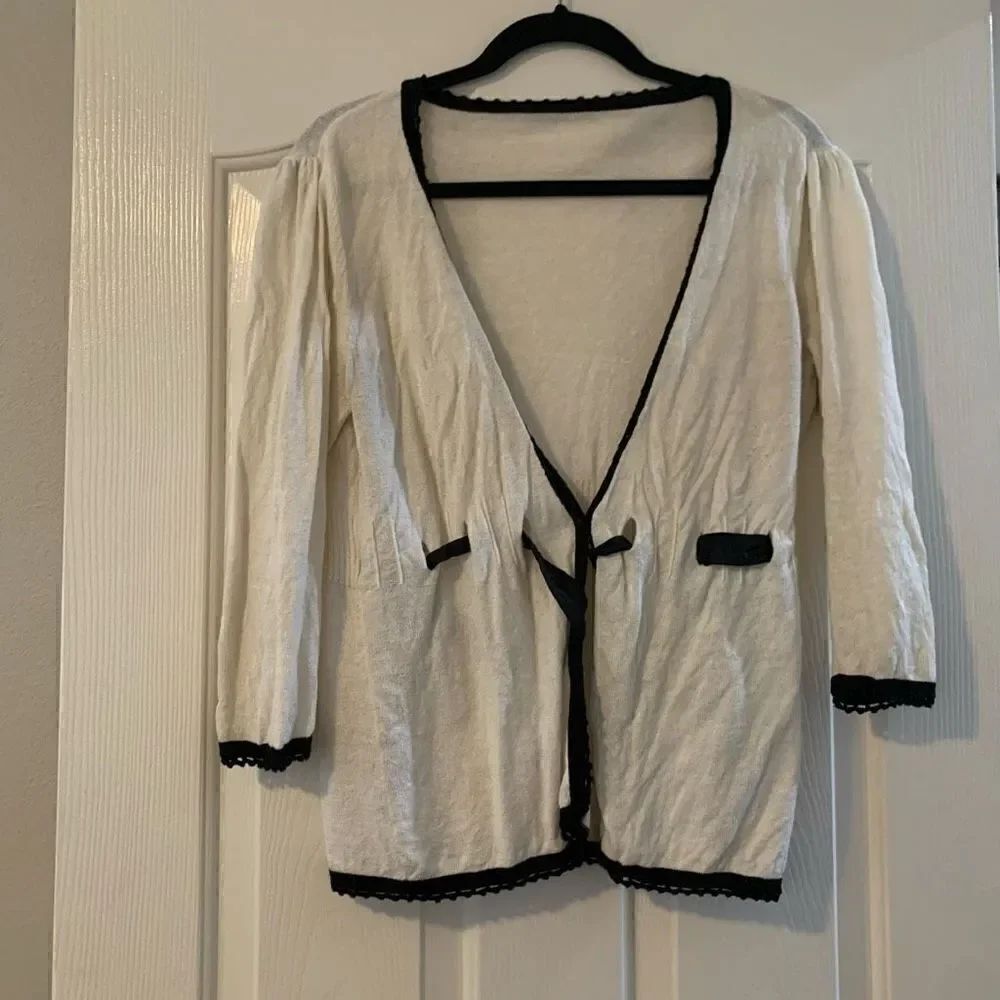 White House Black Market | Lace Trim Cardigan